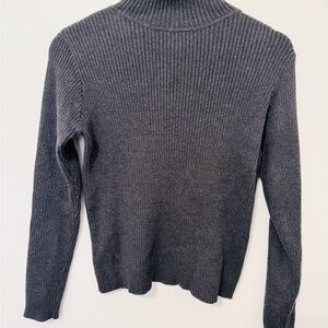 Vintage Ralph Lauren Women’s Dark Grey Ribbed Turtleneck